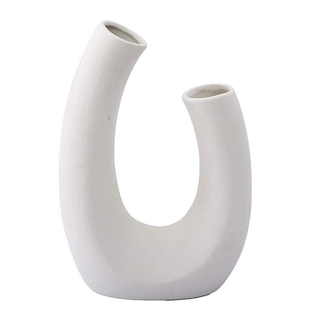 Anding White Ceramic Vase - Matte Design - Ideal Gift Flowers Vase for Friends, Family, Wedding, Table Vase, Perfect Home Decoration Vase (LY516Water Droplets)