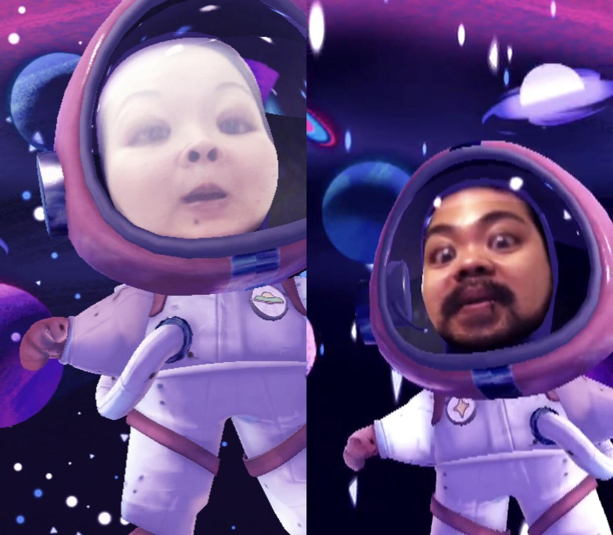 Because we met online, it was fitting to include this photo of what it’s like to do long-distance dating during Covid.  Having too much fun with video chat app filters 😛