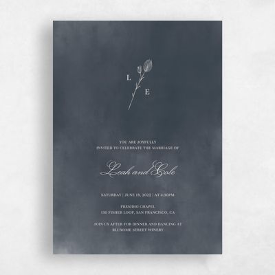 Navy, Blue Wedding Invitation - Dubuque Stamp
