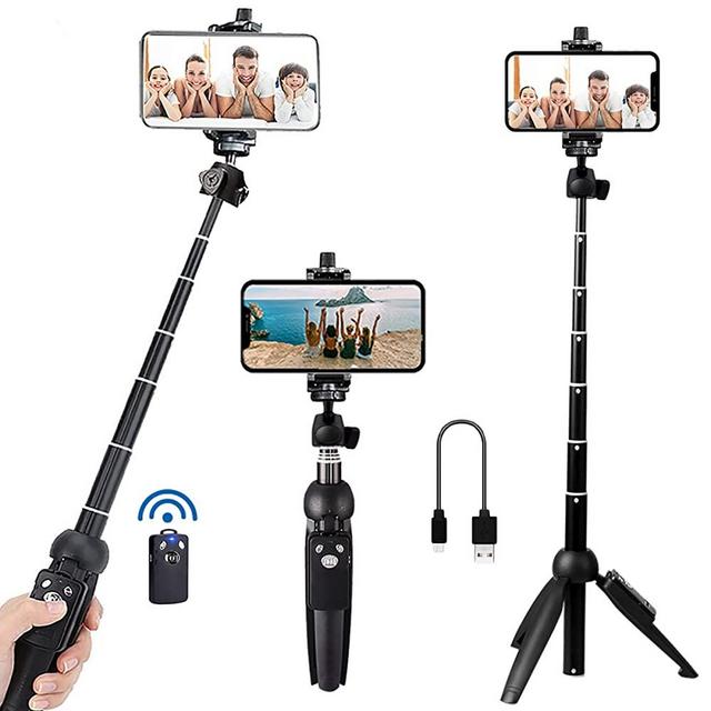 Portable 40 Inch Aluminum Alloy Selfie Stick Phone Tripod with Wireless Remote Shutter Compatible with iPhone 12 11 pro Xs Max Xr X 8 7 6 Plus, Android Samsung Smartphone