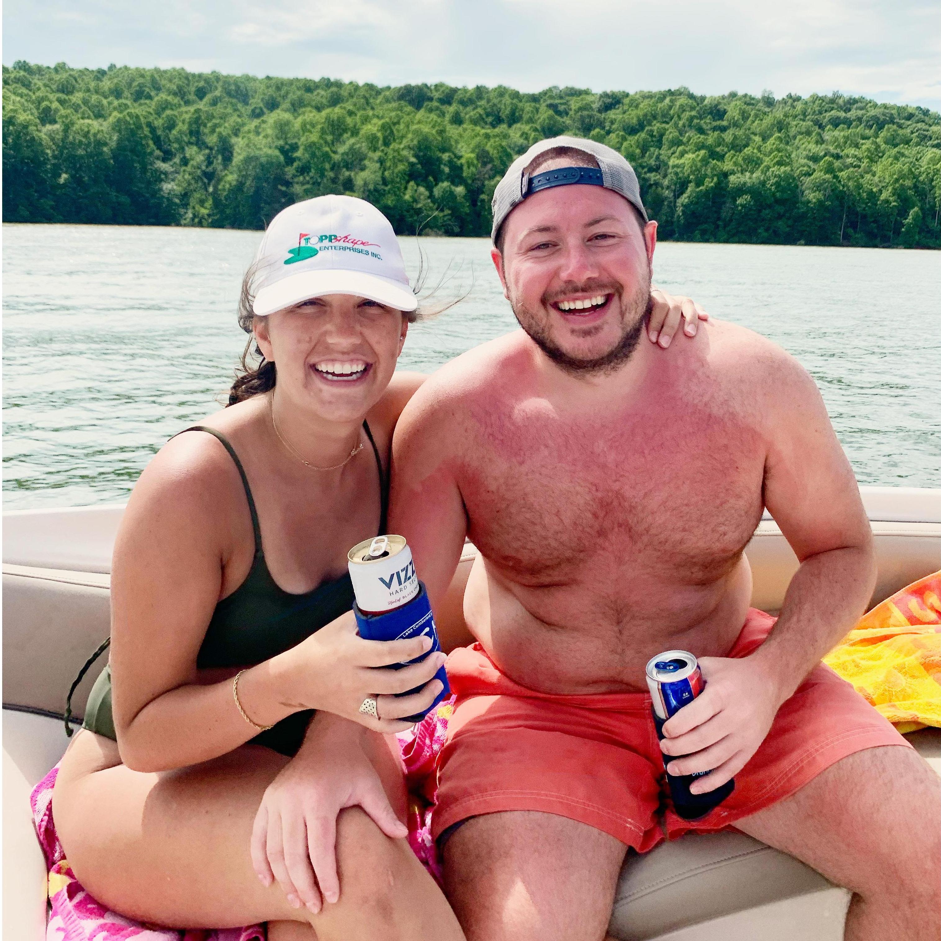 Our first lake trip together when Sean forgot how to use sunscreen!