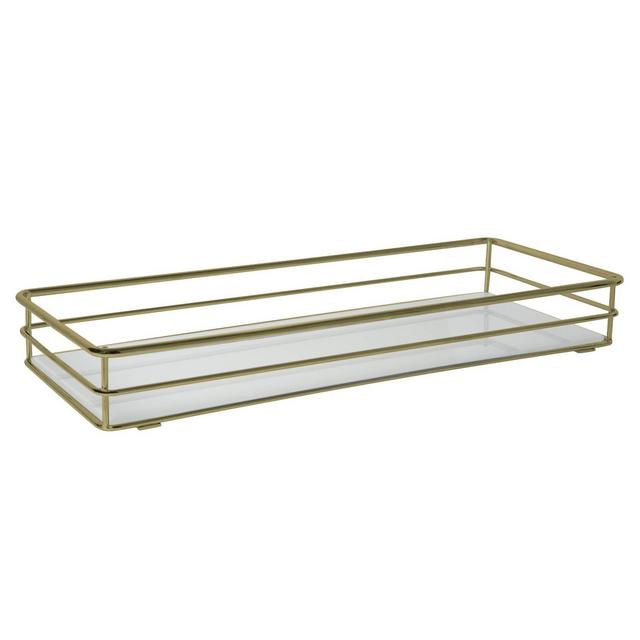 Vanity Tray with Mirror Gold - Elle Décor