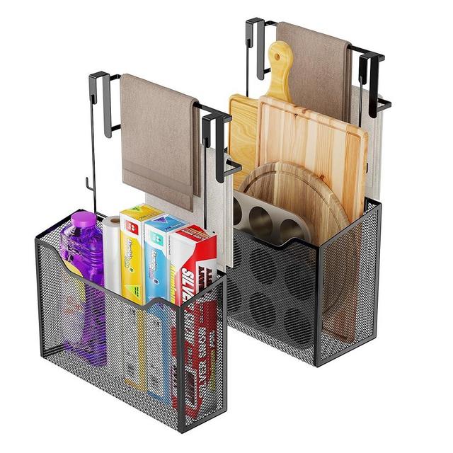 Cabinet Door Organizer Cutting Board Organizer 2 Pack Kitchen Cabinet Door Organizer with Towel Bars Over The Cabinet Door Organizer Kitchen Cabinet Organizers and Storage Cutting Board Holder