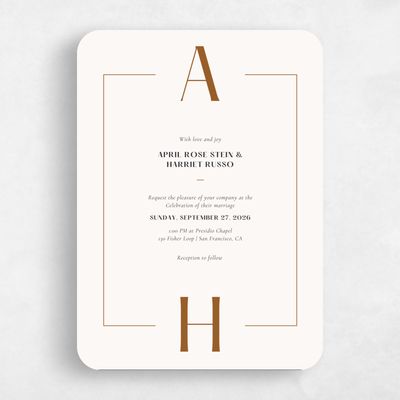 Beige Rounded Wedding Invitation - Wetherby Portrait