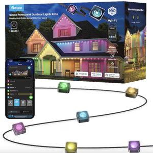 Govee 100-ft Plug-in Black Indoor/Outdoor String Light with Color changing -Light LED Mini Bulbs Bluetooth Compatibility Wi-Fi Compatibility