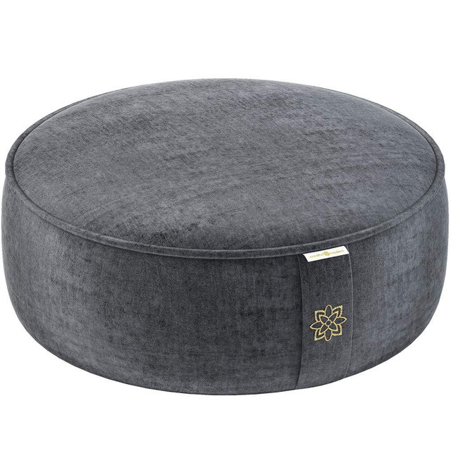 Mindful and Modern Velvet Meditation Cushion - Luxury Zafu Floor Pillow for Yoga - Large Buckwheat Meditation Pillow with Luxe Removable Cover in Six Colors