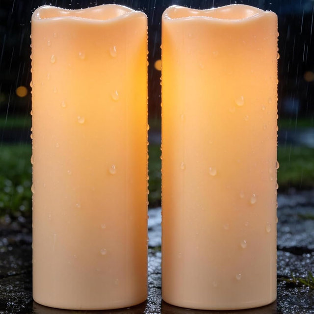 Wondise Large Solar Candles Outdoor Waterproof 5"x12", Dusk to Dawn | IP65 Waterproof Solar Powered Rechargeable Battery LED Flameless Candles for Outdoor, Lanterns, Garden, Set of 2