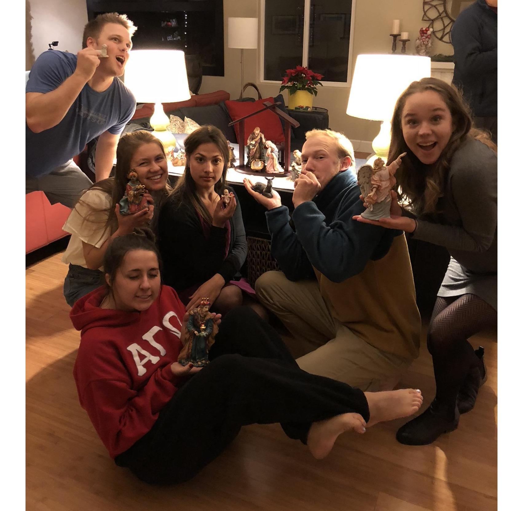 Andrew's family and our friend Anna embracing all the Nativity has to offer.