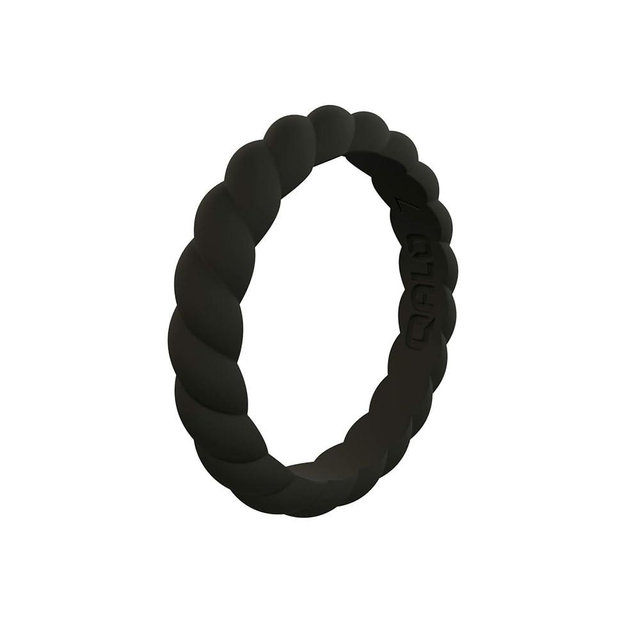 QALO Women's Rubber Silicone Ring, Stackable Twist Rubber Wedding Band, Breathable, Durable Engagement Silicone Ring, 3.3mm Wide 2mm Thick, Multi Colors