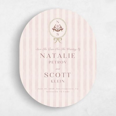 Pink Oval Wedding Save the Date - Clematide Portrait