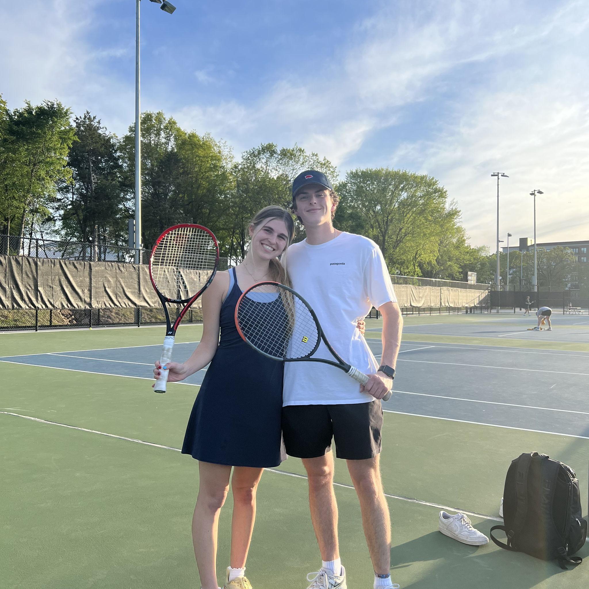 In April 2023 we won the doubles Intramural tennis championship and our love for playing and watching tennis together has only grown since!