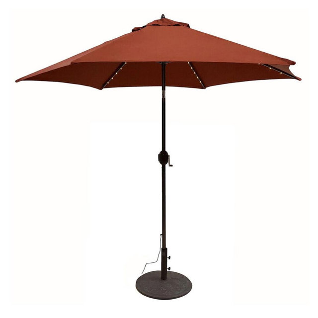 9 Foot Tilting Patio Umbrella With Lights - World Market