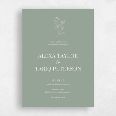 Sage, Green Wedding Invitation - Maywood Stamp