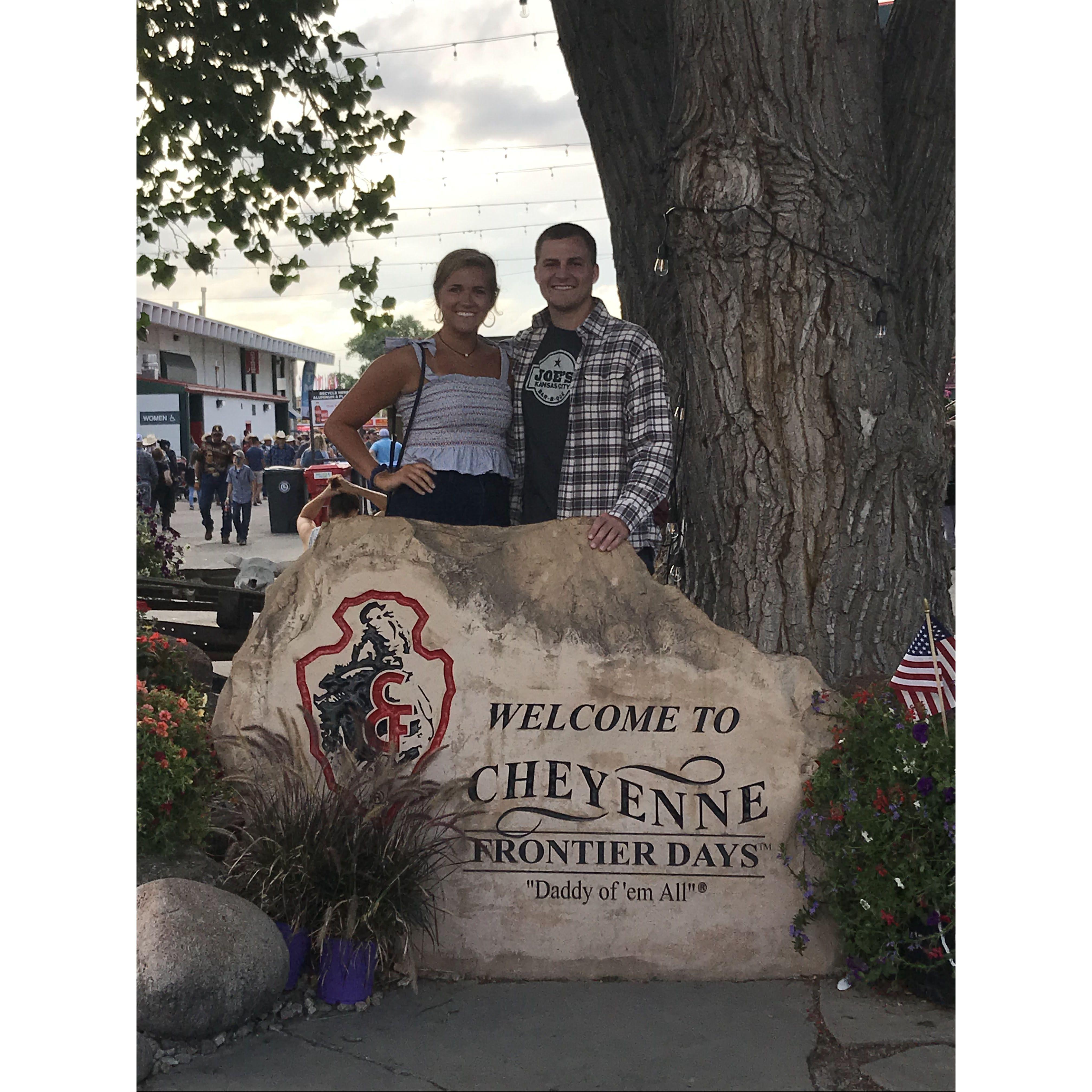 1st trip to Cheyenne Frontier Days in Cheyenne, WY. Less than 4 mo. of dating, Matt took a leap of faith driving across the country w/Steph & her parents. Turned into one of our favorite trips/places!