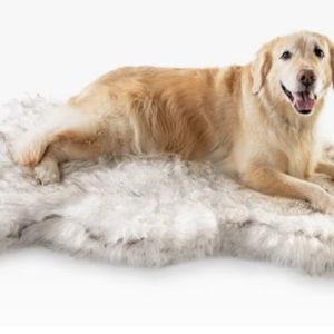 PAWBRANDS PupRug Faux Fur Curve Orthopedic Pillow Dog Bed with Removable Cover, White/Brown, Large/X-Large - Chewy.com