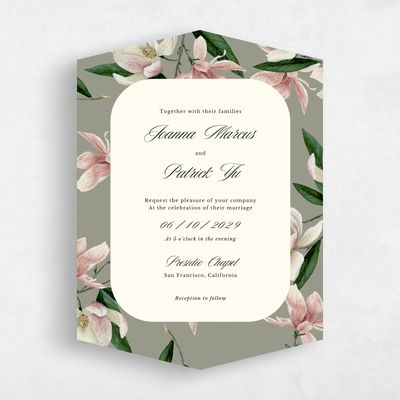 Beige Diamond Wedding Invitation - Gratia Portrait
