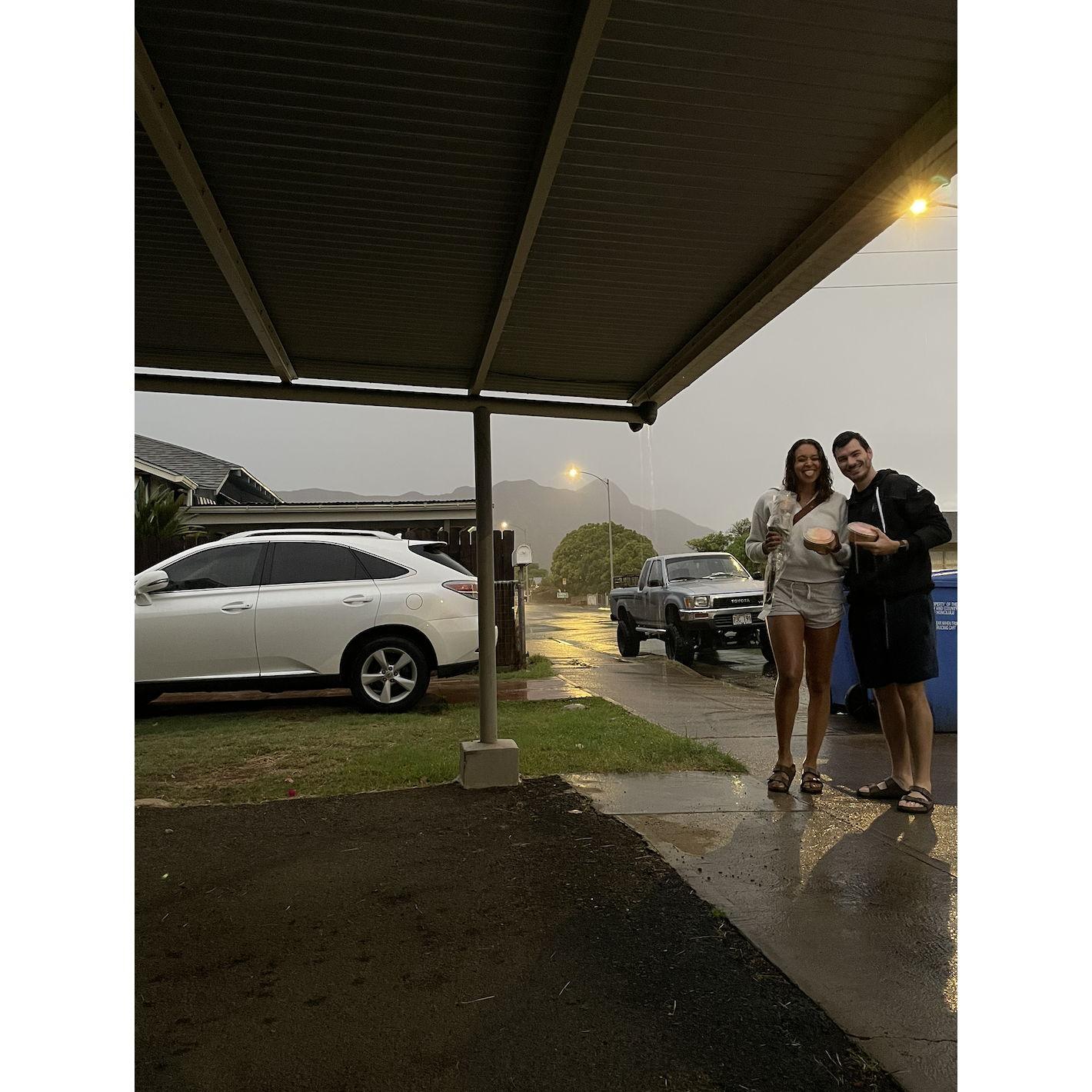 Caught in the rain
