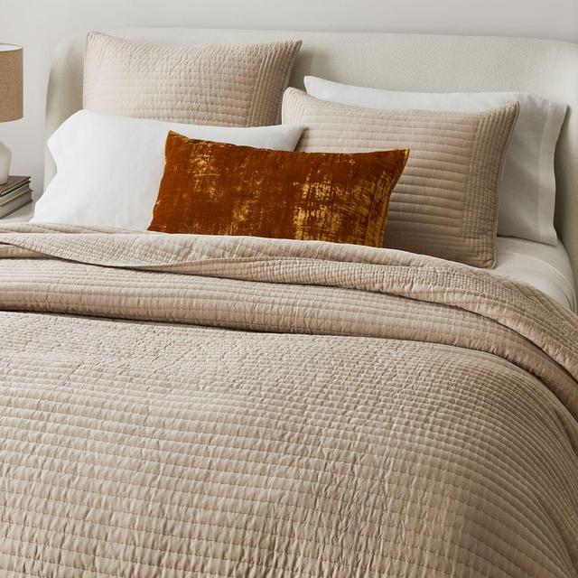 Silky TENCEL Pick Stitch Quilt, Full/Queen, Sand