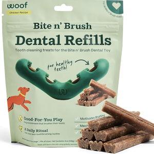 Woof Bite n' Brush Refill Grain-Free Chicken Sticks Adult Dental Dog Chew Treats, 8-oz bag