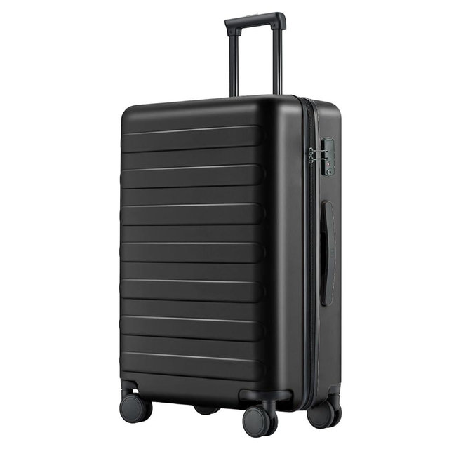NINETYGO Medium Checked Luggage 24 Inch, Checking In Luggage with Smooth Spinner Wheels, Lightweight, Hard Shell PC Suitcase, Lightweight Travel Luggage, TSA Approved (Black, Rhine Basic)