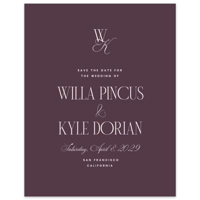 Dark Plum, Purple Wedding Digital Save the Date - Lux Classic