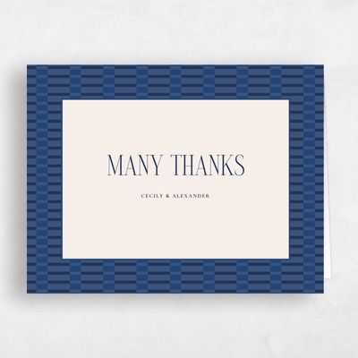 Blue Bordered Wedding Thank You - Jody Landscape
