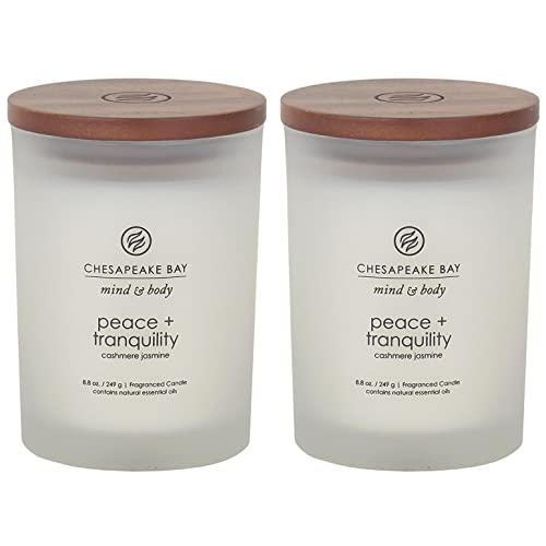 Chesapeake Bay Candle Scented Candles, Peace + Tranquility (Cashmere Jasmine), Medium (2-Pack)