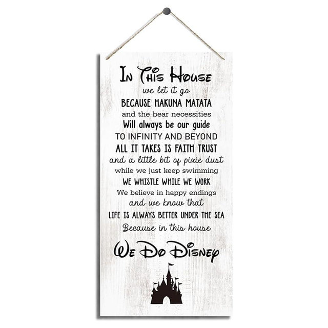 In This House We Do Disney Sign, Decorative Wood Hanging Wood Plaque, Disney Inspired Wall Decor, Home Decor Art, Farmhouse Decor for Wall, Happy Decor for Wedding or Birthday, Gift for Disney Lover