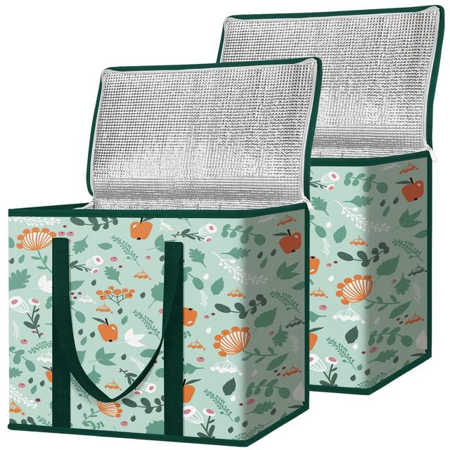 2pc Lunch Grocery Tote Bags Mint - HOMLUX™: Reusable, Insulated, Cooler