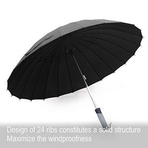 Becko Manual Open & Close Umbrella Long Umbrella with 24 Ribs, Durable and Strong Enough for the Wind and Rain, Easy to Carry on Your Back By Its Own Bag