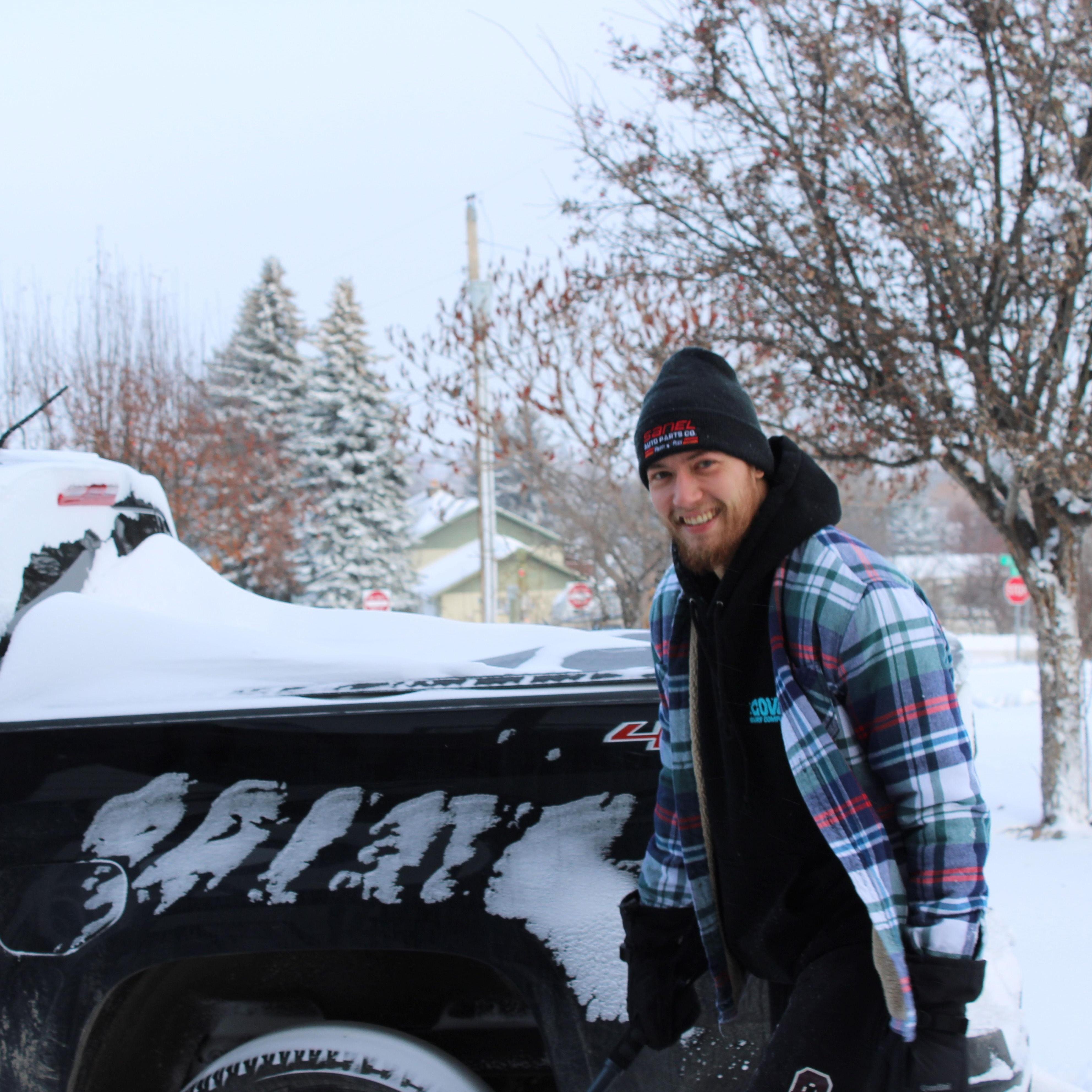 Tess's first true winter in Montana. Growing to love having to defrost the cars anytime we left.