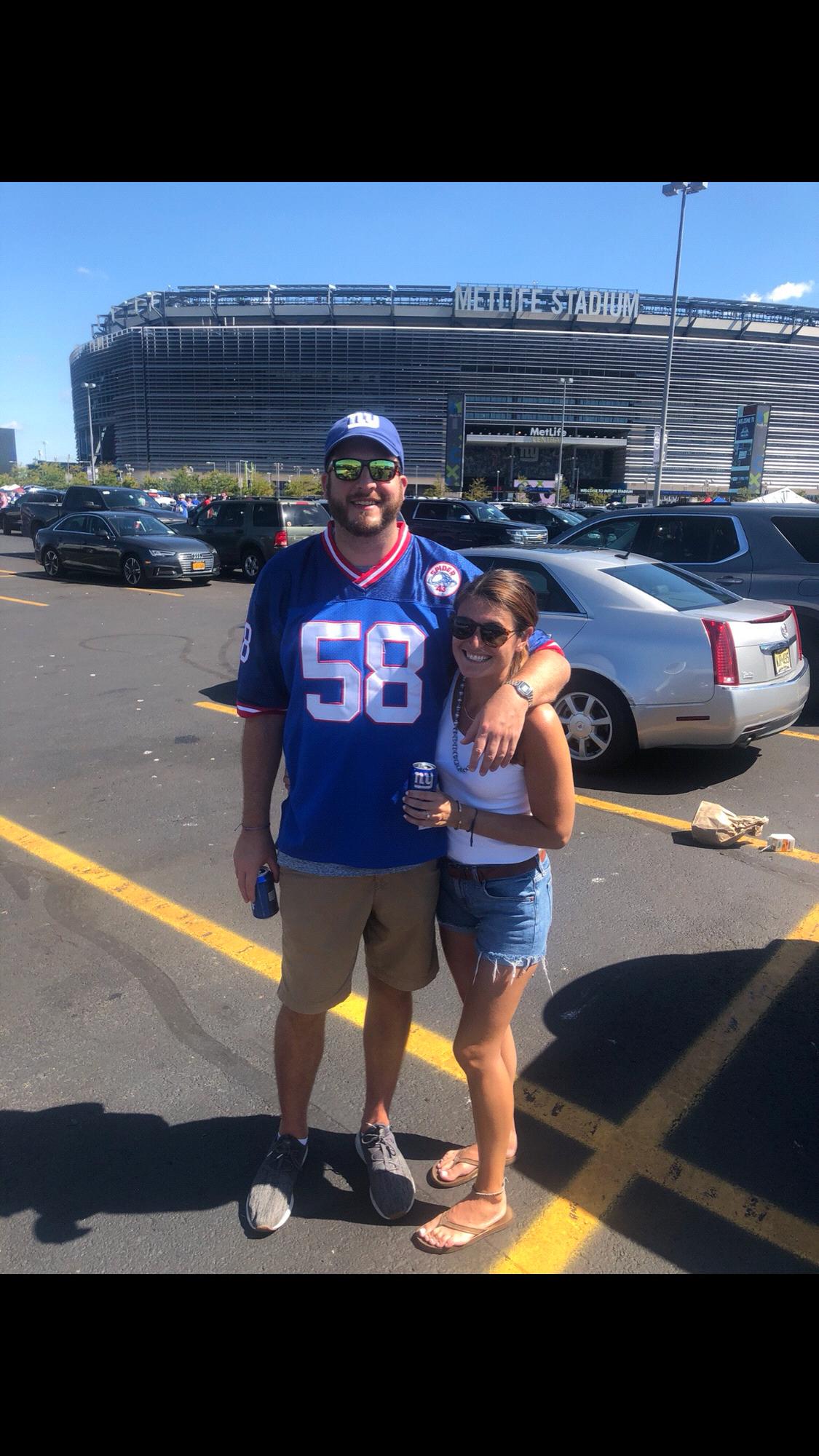 Celebrating the engagement at the Giants Game with friends!