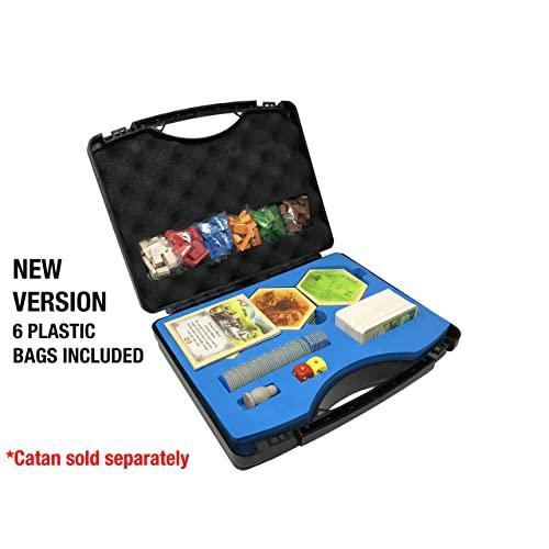 Compact Catan Carrying Case by Citadel Black - Fits Catan 5th Edition and 5-6 Player Extension, Hard Plastic Traveling Case with Shake-proof and Quick Setup Design, New Version With Bags Included