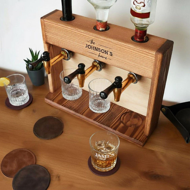 Wedding Gift Personalized Wooden Whiskey Decanter, Liquor Dispenser, Engagement Gift, Newlywed Gift, Couple First Christmas Gift Idea