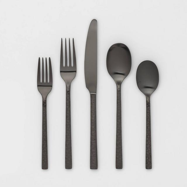 20pc Stainless Steel Marsio Matte Silverware Set Black - Project 62™