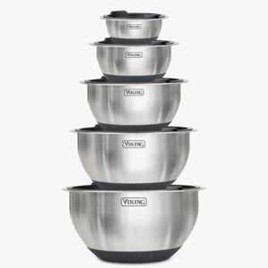 Viking 10 Piece Stainless Steel Mixing Bowl Set with Lids - Black