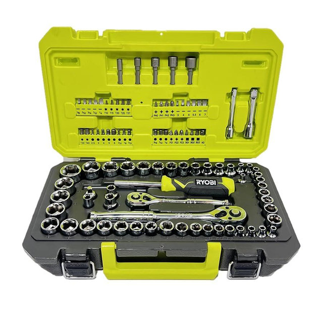 RYOBI 97 PC. 1/4" & 3/8" Drive Mechanics Tool Set - 6 Point