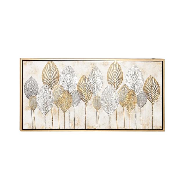 Large, Rectangular Leaves Acrylic Painting Wall Art