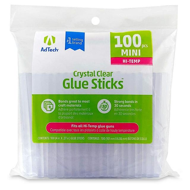 AdTech 100-pack 4-inch Mini Glue Sticks for Crafting, DIY, and Home Repair #W229-34ZIP100 Bulk,Clear