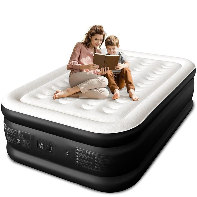CHERIMOR Full Size Air Mattress with Built-in Pump, 18" Raised Comfort, 48Hr Leak-Proof Test, Upgraded Honeycomb Pillar Design, Supports 600 lbs, 2.5-Min Inflation for Home Guest Room Camping