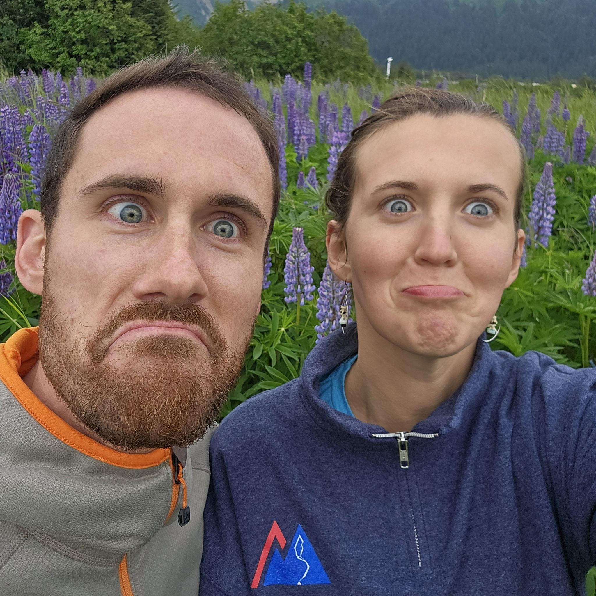 Getting silly in a lupin patch.
