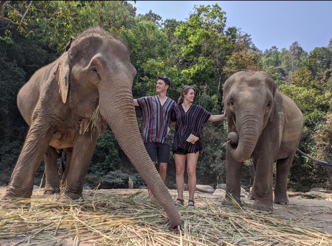 At the Elephant Sanctuary where we fed, bathed and walked with the elephants
