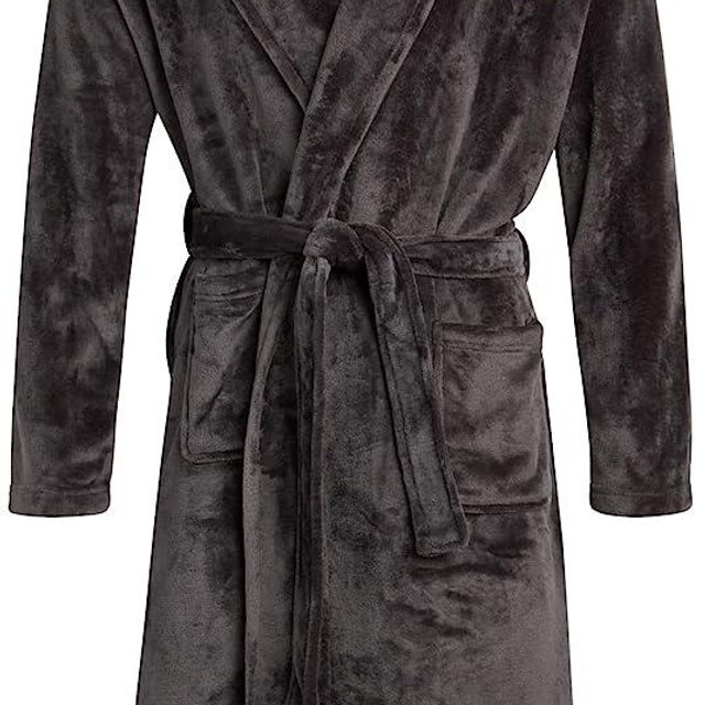 Eddie Bauer Mens' Plush Bathrobe- Soft Fleece Spa Bath Robe with 2 External Pockets and Belt for Men
