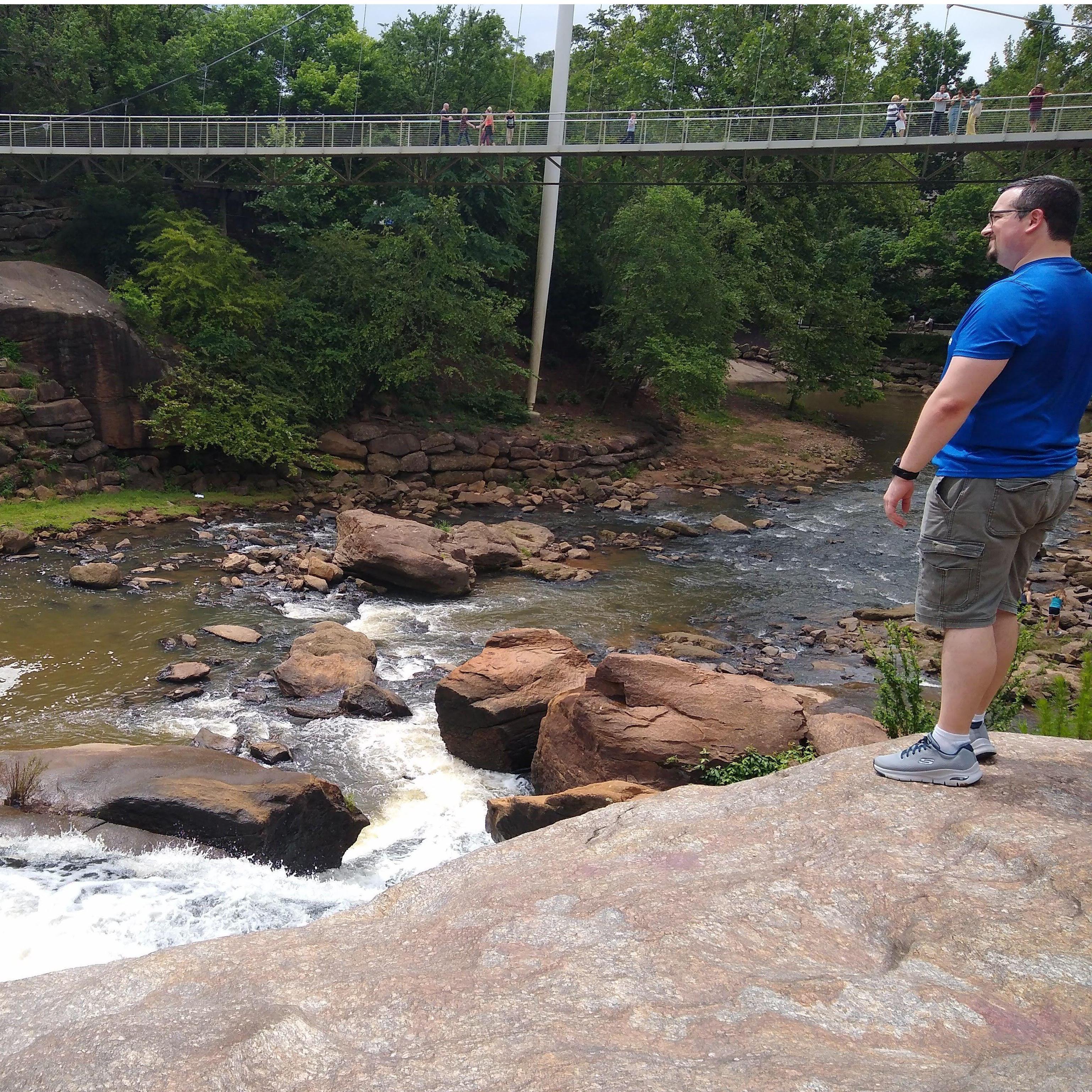 The first day we met in person, we sat on this rock for hours just talking. And both got a little sunburnt :) Some of you may recognize the Liberty Bridge in Greenville, SC.