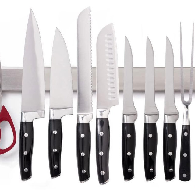 Gorilla Grip Heavy Duty Stainless Steel Magnetic Knife Holder, 18 Inch, Hold Up to 6 lbs, Wall Mounted Magnet Strip for Knives, Easy to Install Bar, Secure Store and Organize Kitchen Tools, Art Supply