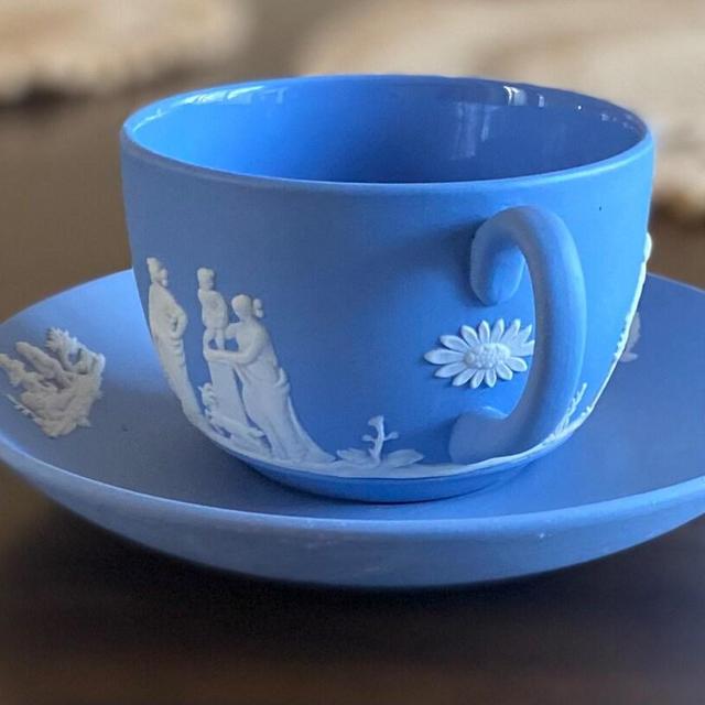 WEDGWOOD JASPERWARE Teapot, Creamer, Espresso Cup and Saucer,Trio , Ash Tray