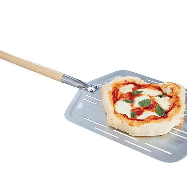 Hans Grill Pizza Peel PRO | Made for XL Pizza 12 inch + | Professional Restaurant Grade Perforated Metal Non-Stick Paddle for launching, turning and retrieving pizzas
