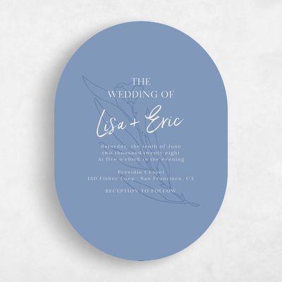 Blue Oval Wedding Invitation - Pistoia Classic