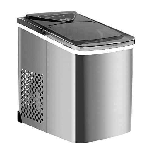 ADT Ice Maker 26 lb/24H Portable Ice Maker Ice Cube Maker (Silver)