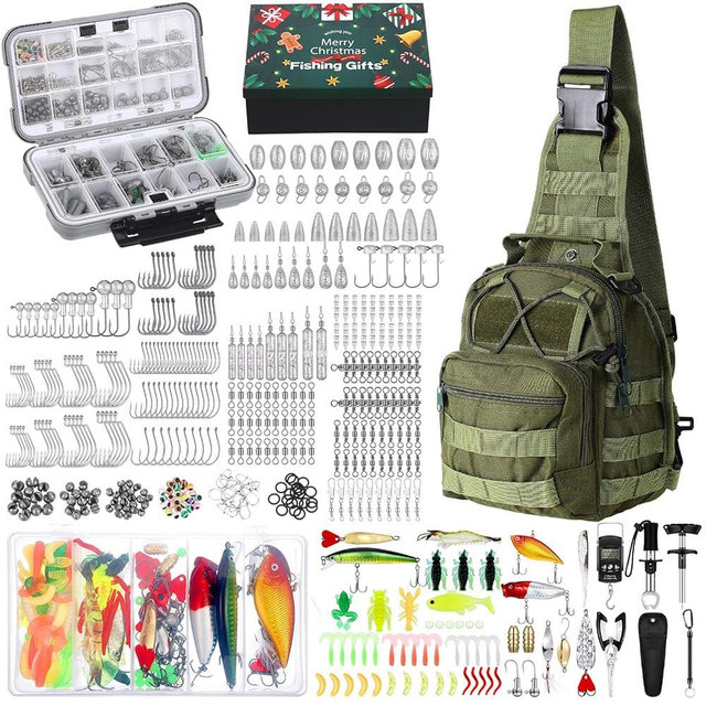 Sosation 482 Pcs Fishing Accessories Kits for Adults, Backpack and Tackle Box with Tackle Included Lures Hooks Sinkers Tools Accessories Kit Fishing Gifts for Men Women